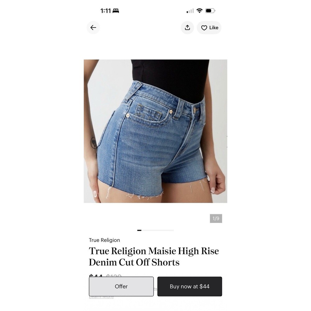 True Religion Maisie Cut Off Jean Shorts Blue Women’s Size 26